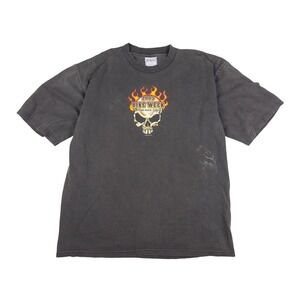 Vintage 2003 Daytona Beach Bike Week T-Shirt All Sport Skull Flames Black Large